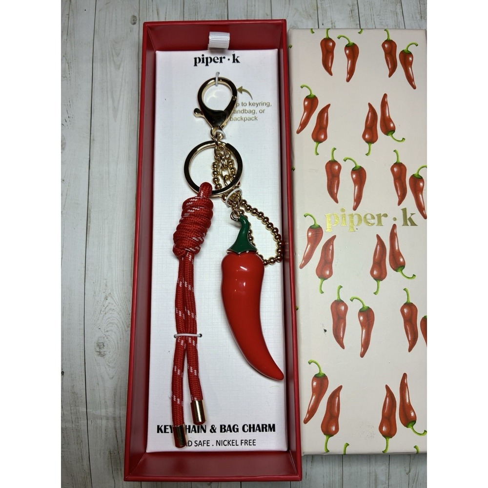 NIB Piper K Spicy Red Chili Pepper Rope Key Chain Bag Charm Viral TikTok